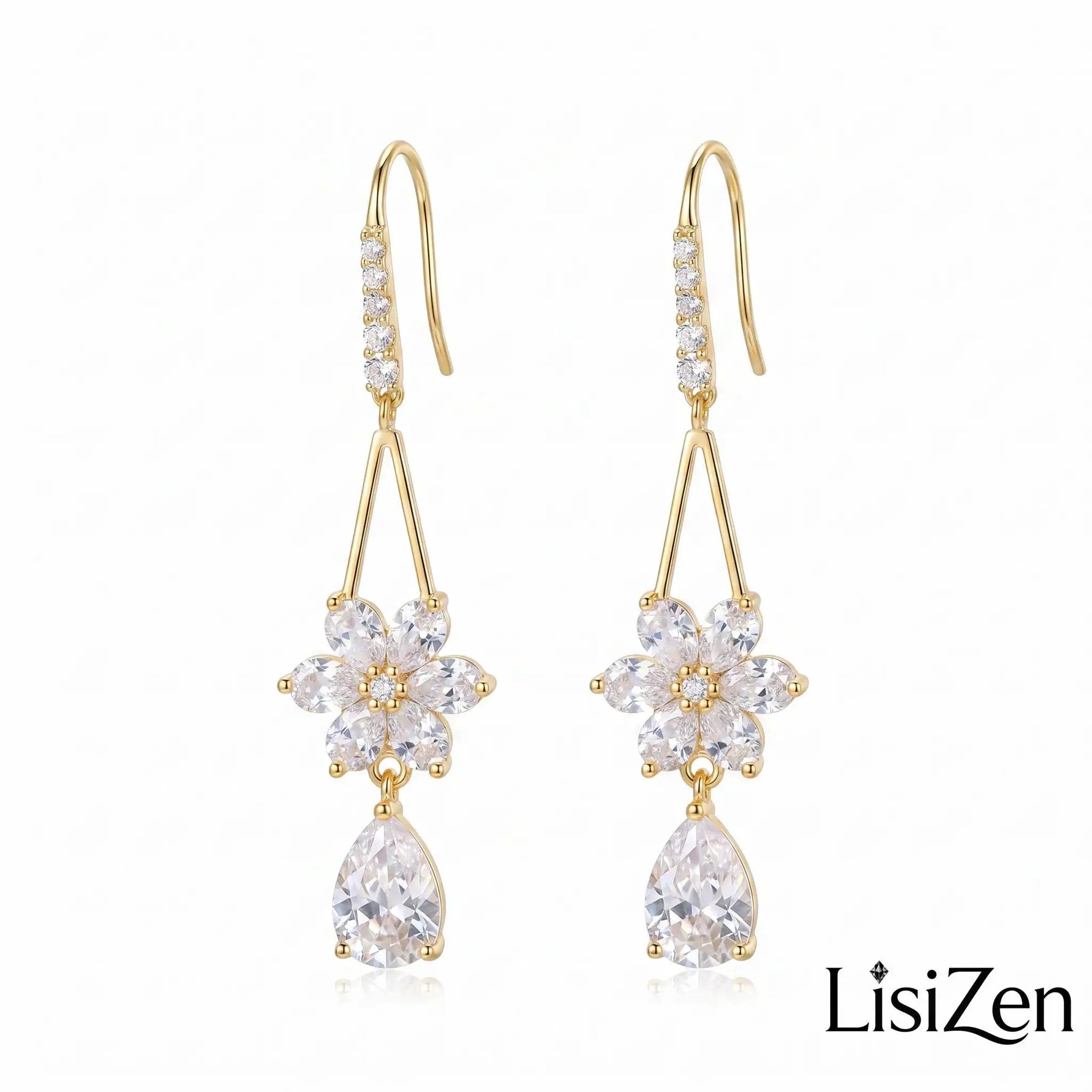 Crystal Snowflake Drop Earrings