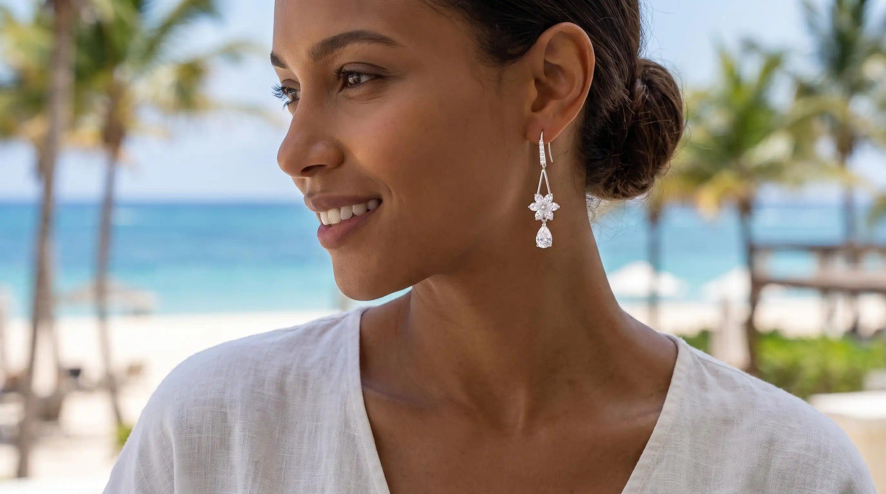 Crystal Snowflake Drop Earrings