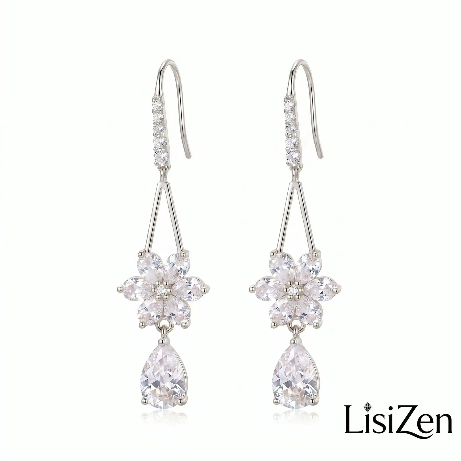 Crystal Snowflake Drop Earrings