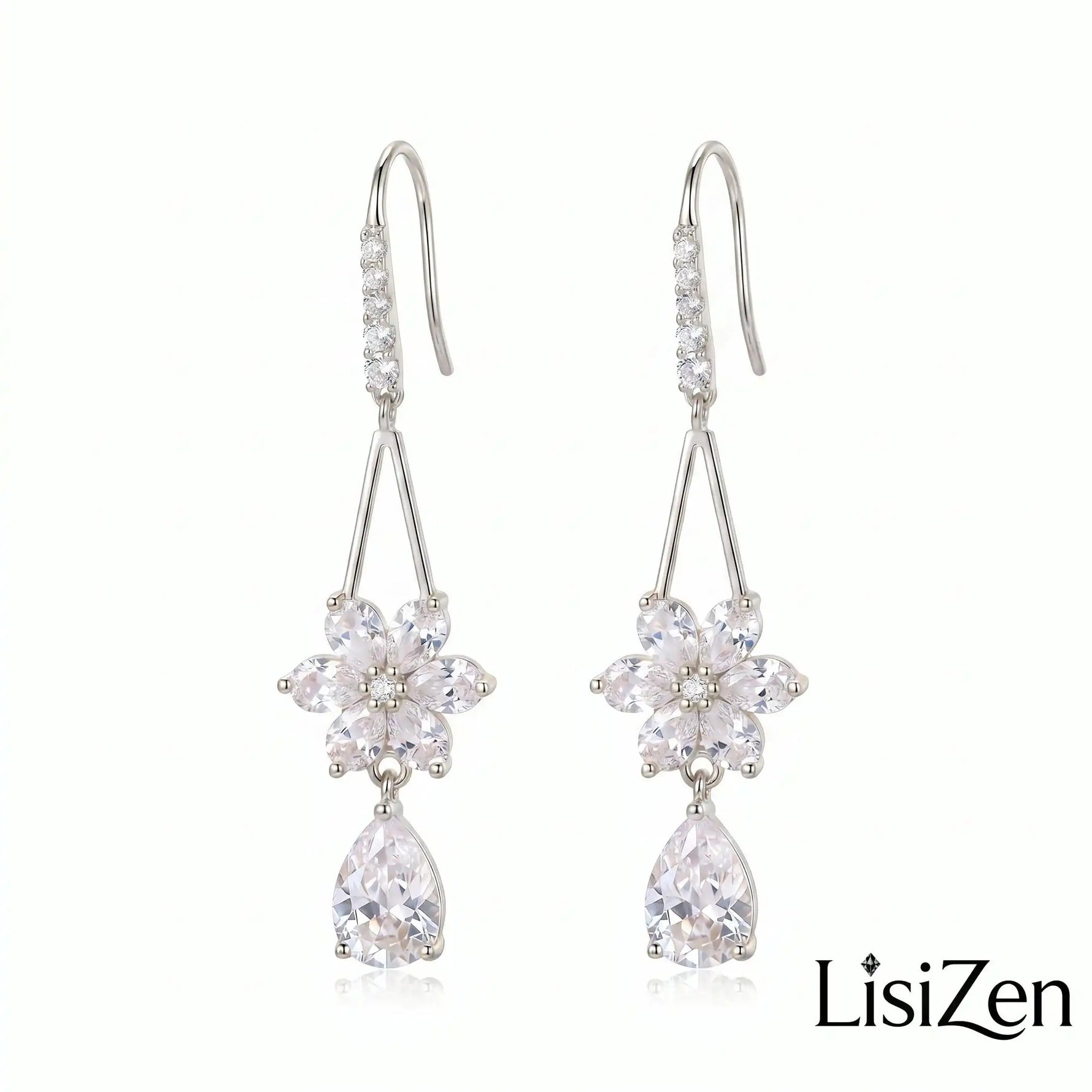Crystal Snowflake Drop Earrings