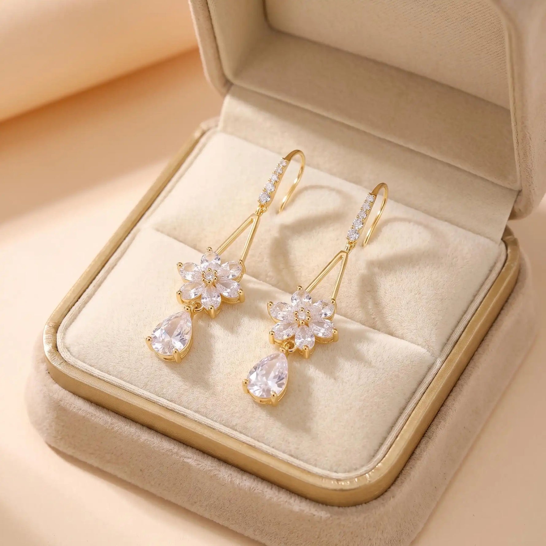 Crystal Snowflake Drop Earrings