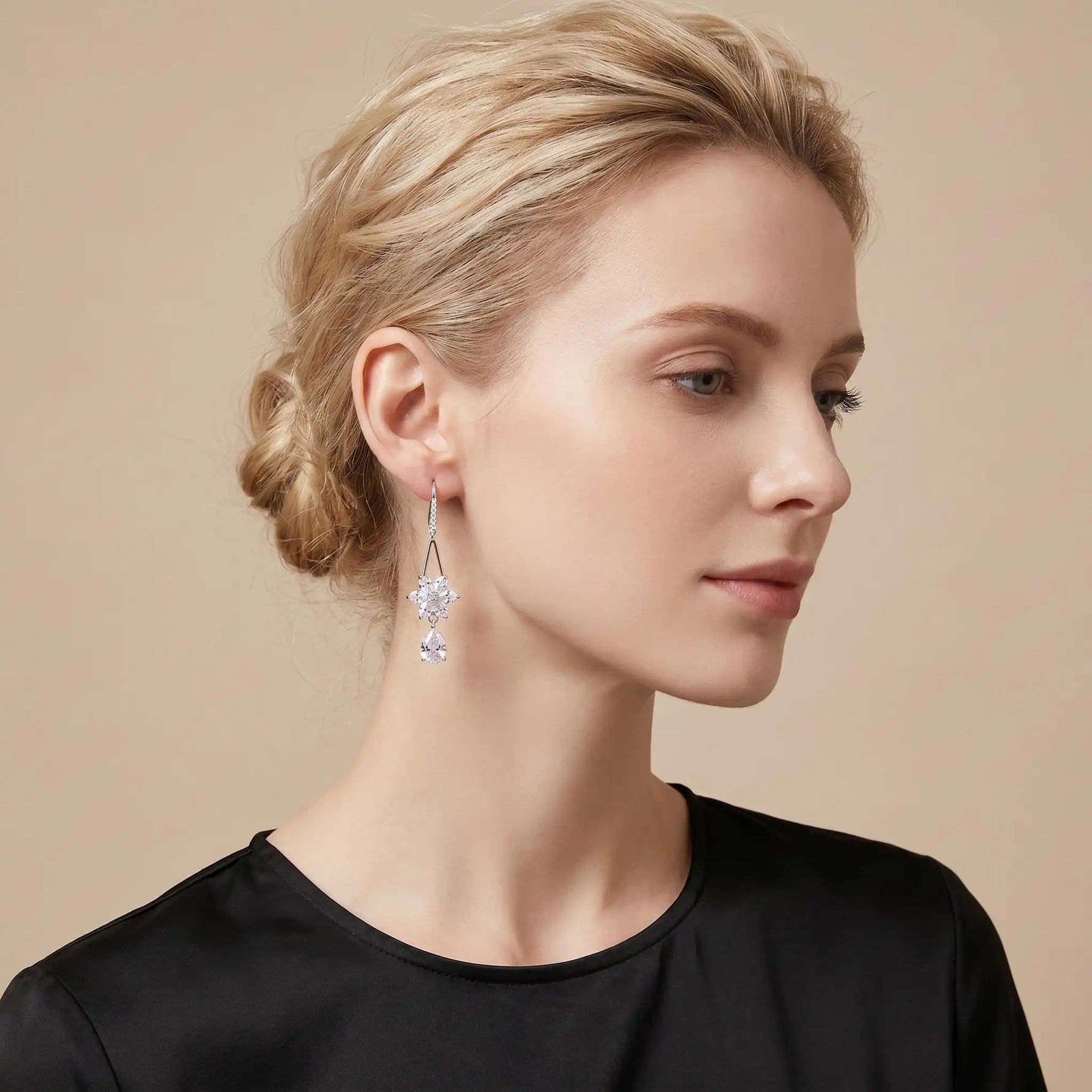 Crystal Snowflake Drop Earrings