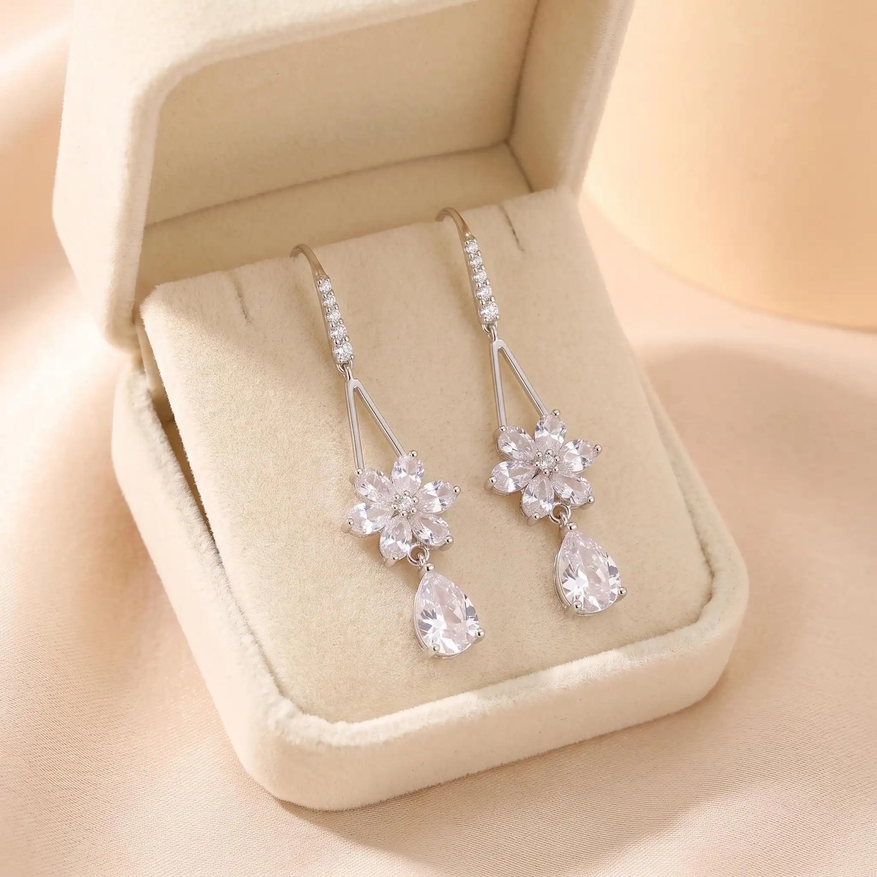 Crystal Snowflake Drop Earrings