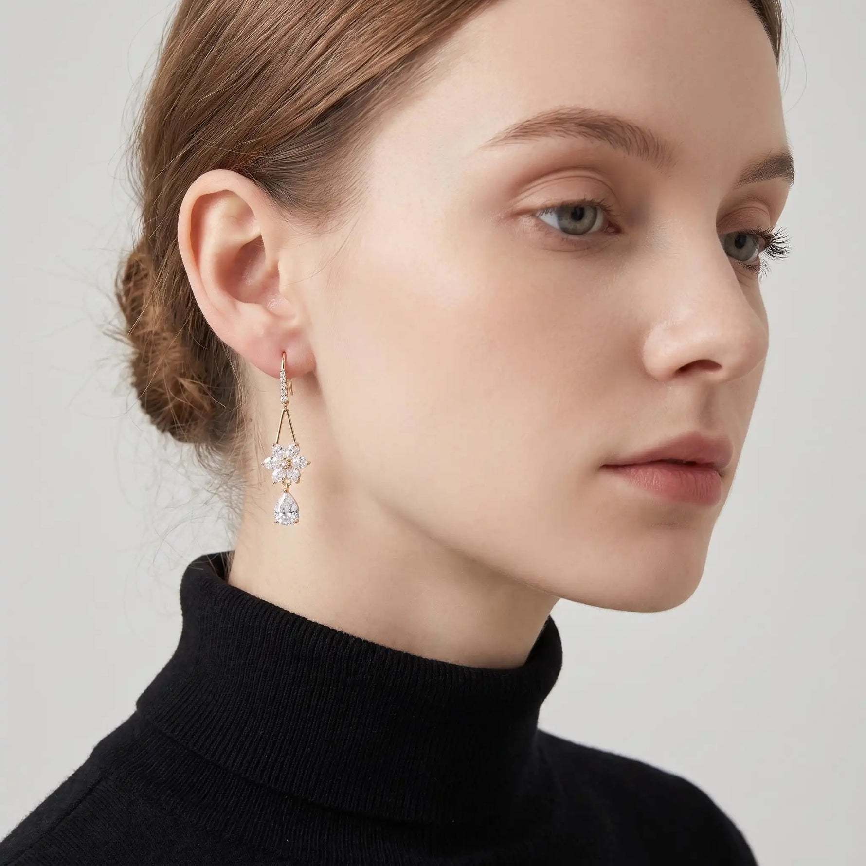 Crystal Snowflake Drop Earrings