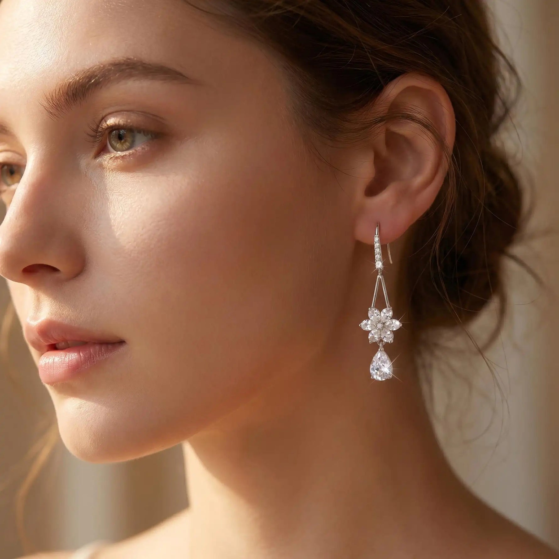 Crystal Snowflake Drop Earrings