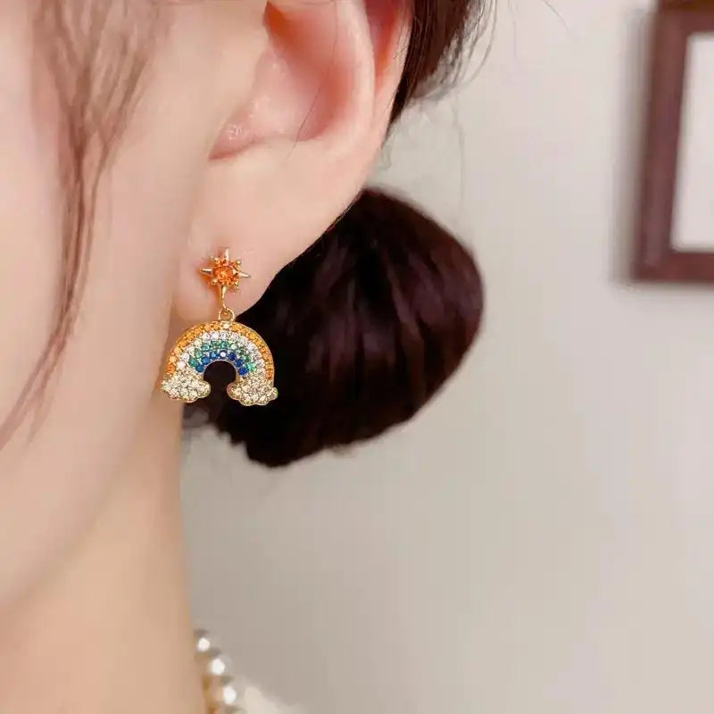 Crystal Star Rainbow Drop Earrings