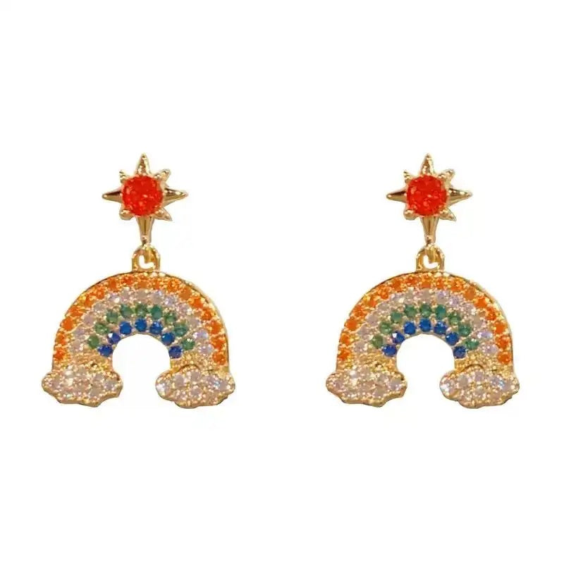 Crystal Star Rainbow Drop Earrings
