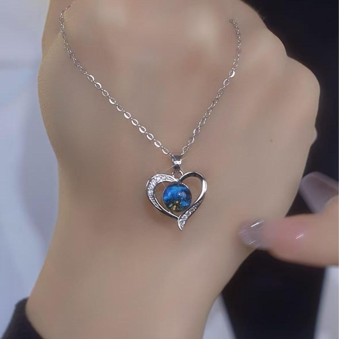 Crystal Starry Sky Stone Temperature-Sensitive Pendant Necklace