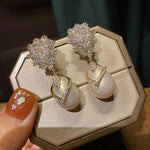Crystal Sunburst Teardrop Drop Earrings