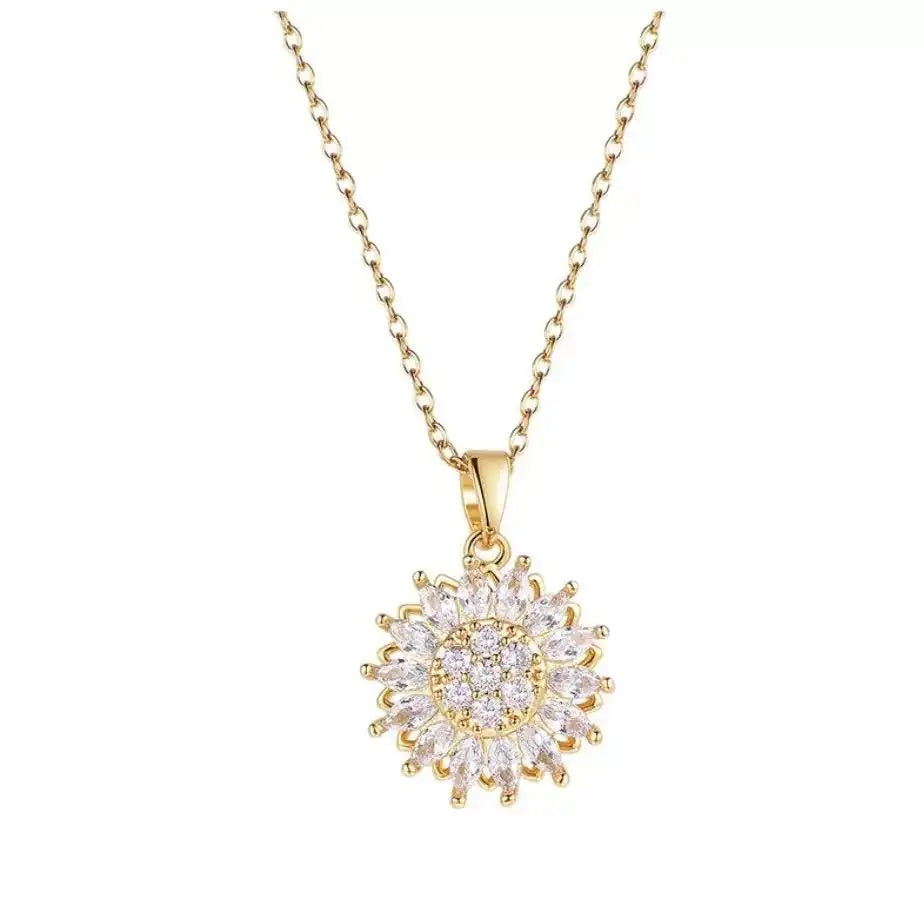 Crystal Sunflower Pendant Necklace