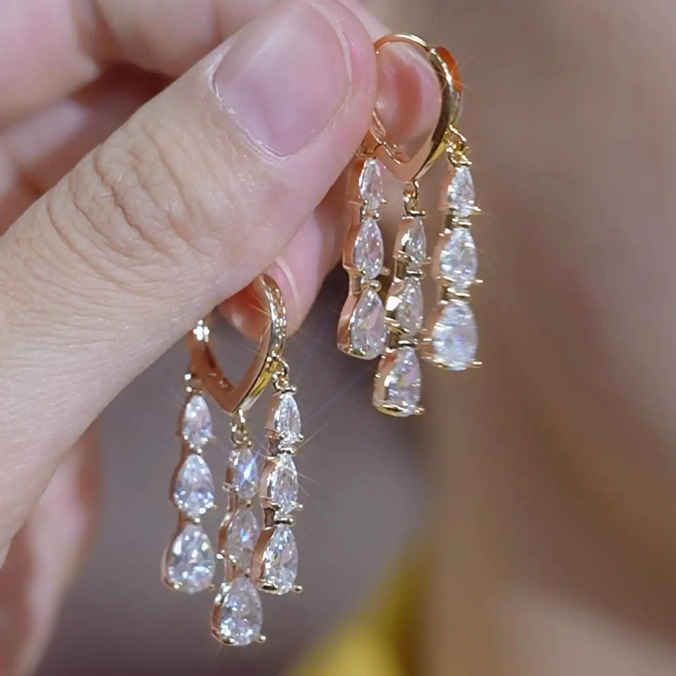 Crystal Tassel Hoop Earrings