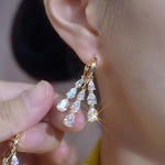Crystal Tassel Hoop Earrings