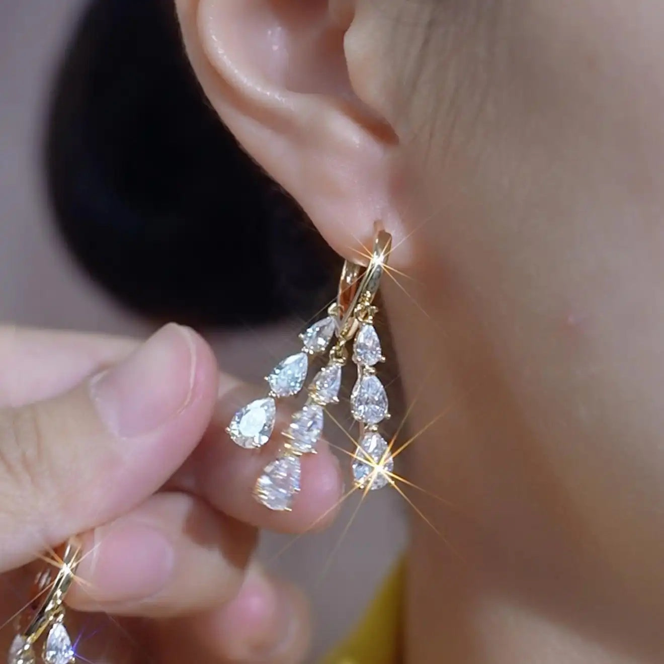 Crystal Tassel Hoop Earrings