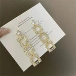 Crystal Tassel Needle Geometric Square Drop Earrings