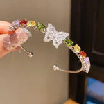 Crystal Teardrop Butterfly Open Bracelet