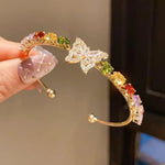 Crystal Teardrop Butterfly Open Bracelet