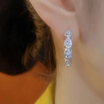 Crystal Teardrop C-Shaped Drop Earrings
