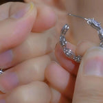 Crystal Teardrop C-Shaped Drop Earrings