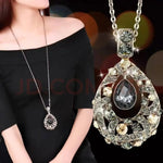 Crystal Teardrop Medallion Necklace