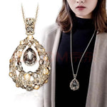 Crystal Teardrop Medallion Necklace