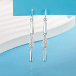 Crystal Teardrop Tassel Drop Earrings