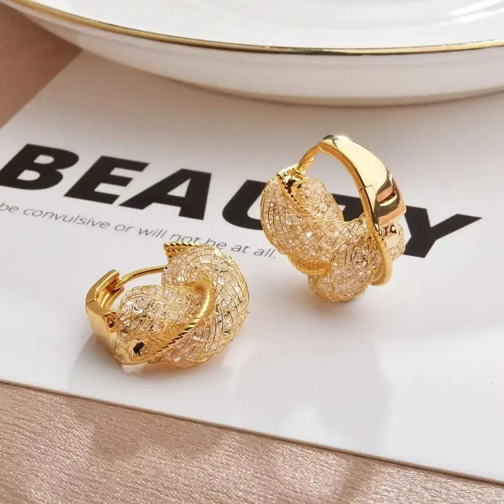 Crystal Twist Openwork Hoop Earrings