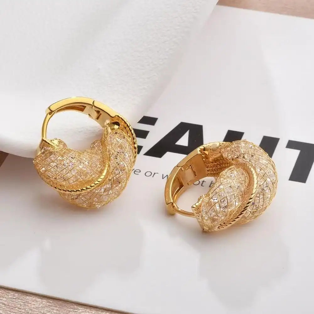 Crystal Twist Openwork Hoop Earrings