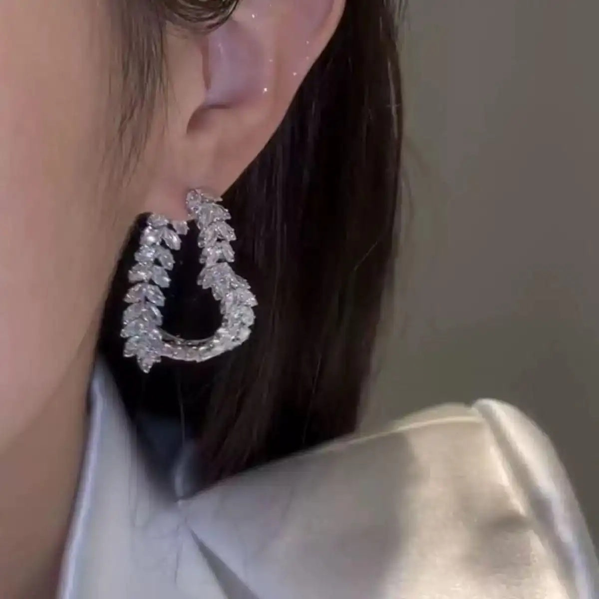 Crystal Wheat Front Back Ear Earrings