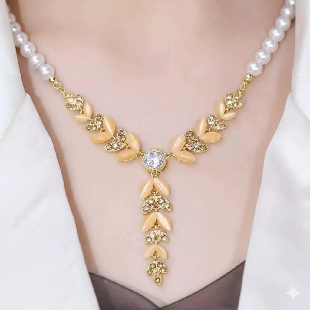 Crystal Wheat Tassel Sweater Chain Necklace