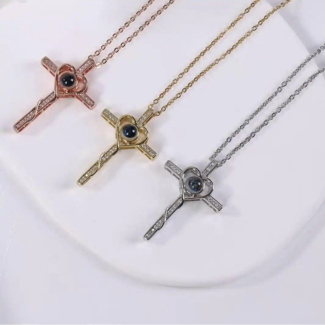 Custom Photo Cross Necklace