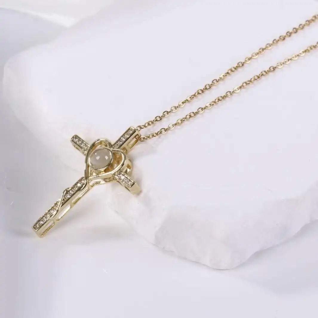 Custom Photo Cross Necklace
