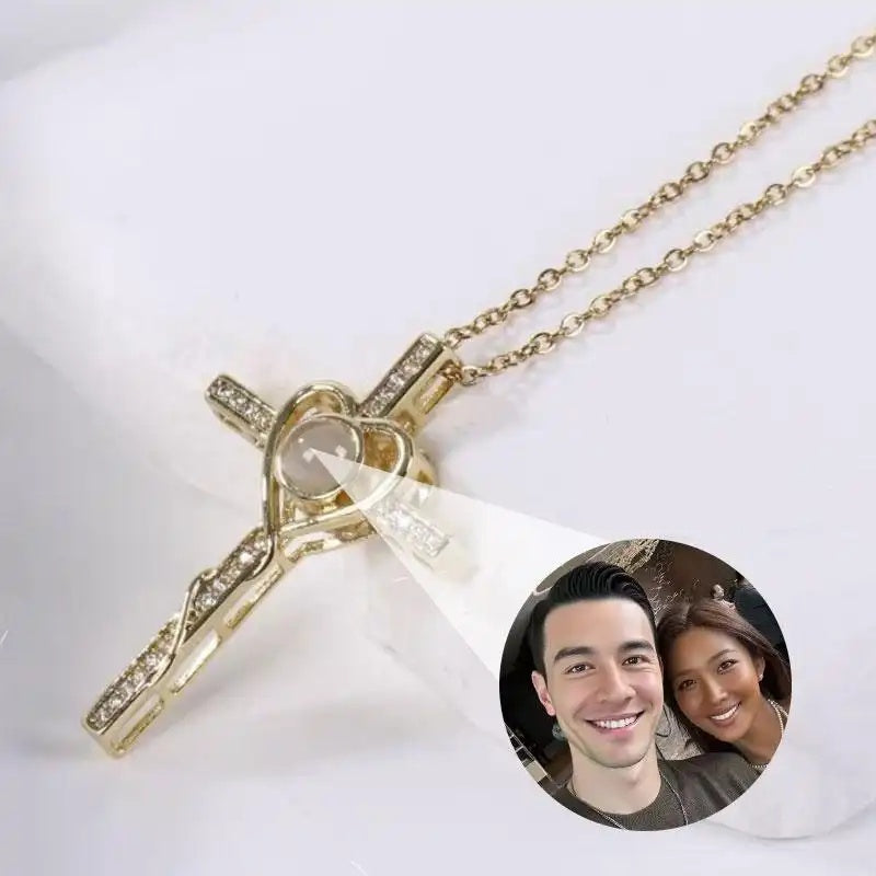 Custom Photo Cross Necklace
