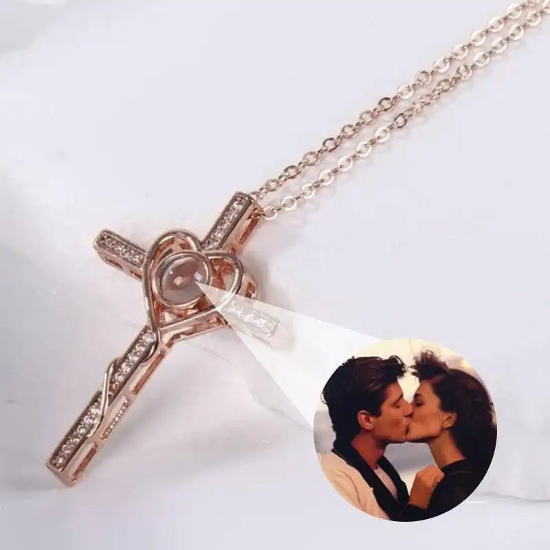 Custom Photo Cross Necklace