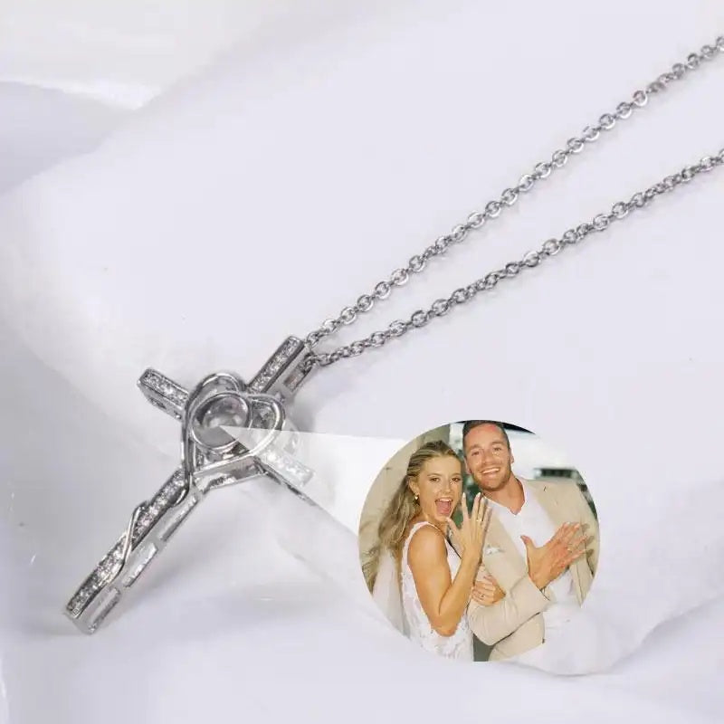 Custom Photo Cross Necklace