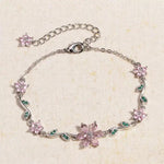 Cute Crystal Petal Leaf Flower Pendant Necklace
