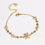 Cute Crystal Petal Leaf Flower Pendant Necklace