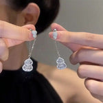 Cz Gourd Tassel Drop Earrings