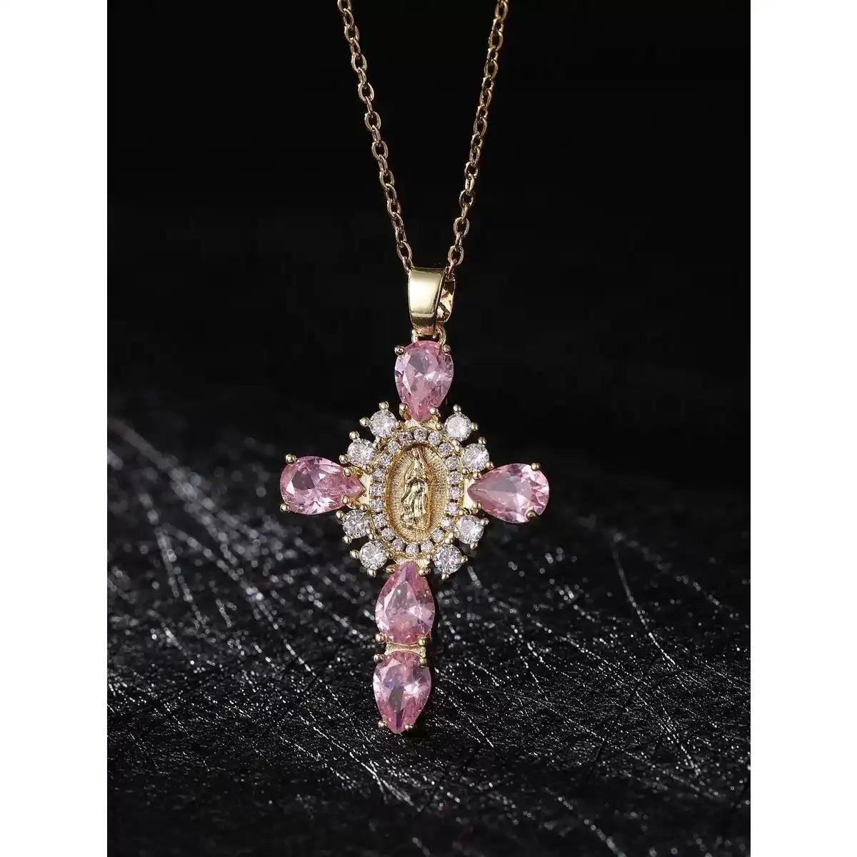 Cz Virgin Mary Cross Creative Necklace