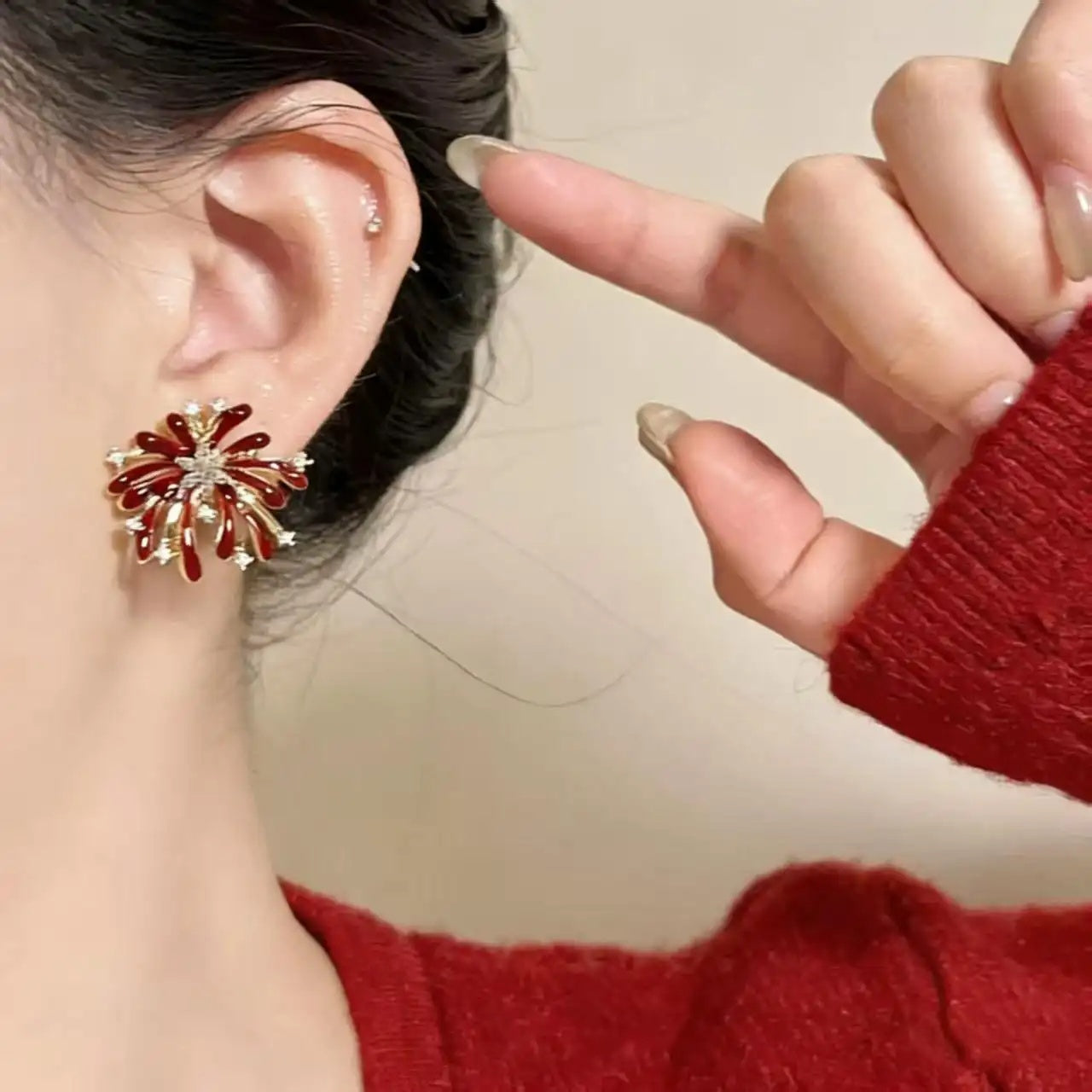 Dazzling Fireworks Retro Encore Red Earrings