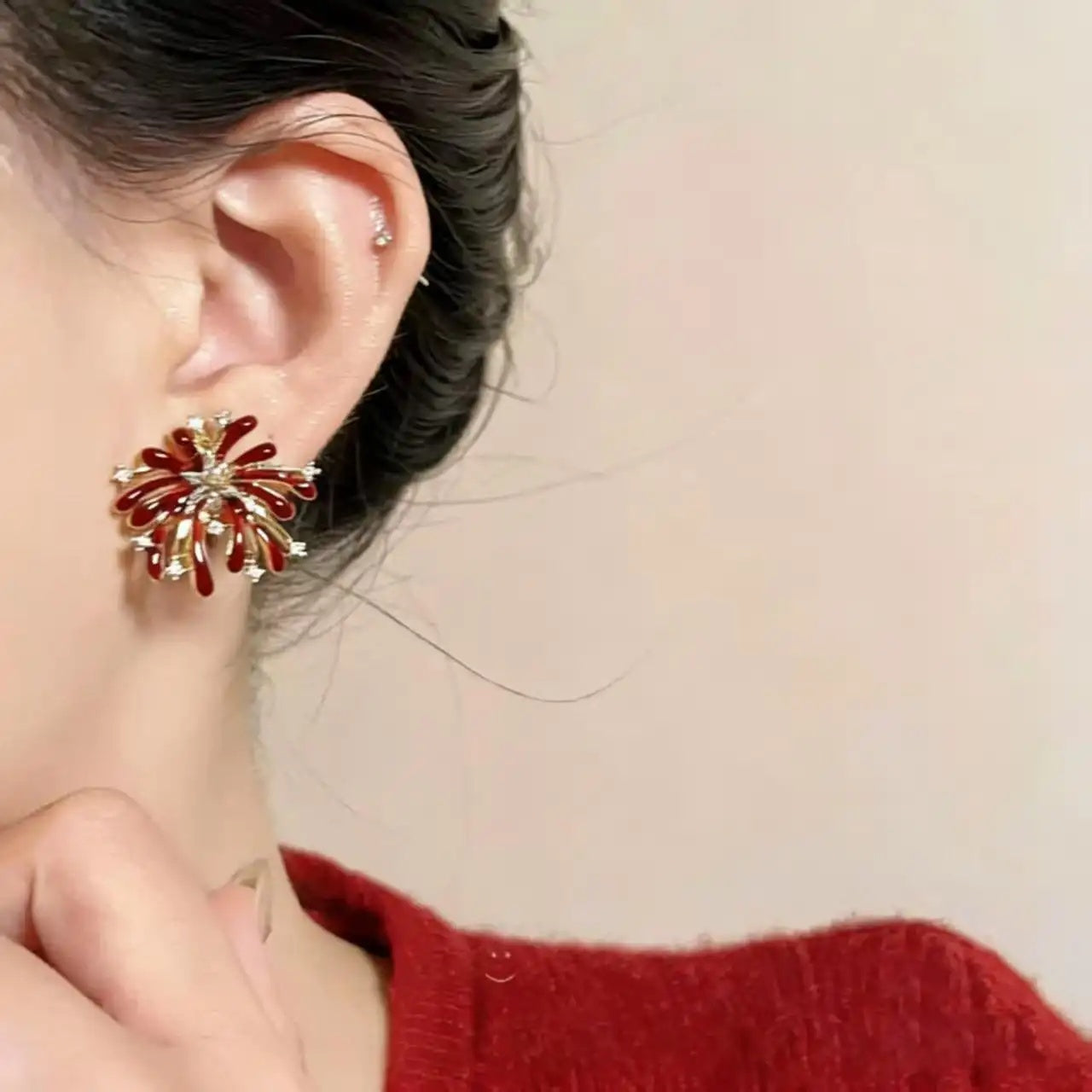 Dazzling Fireworks Retro Encore Red Earrings