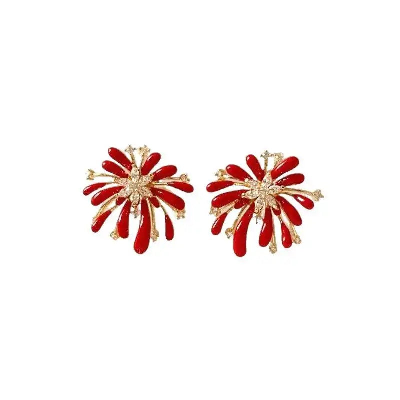 Dazzling Fireworks Retro Encore Red Earrings
