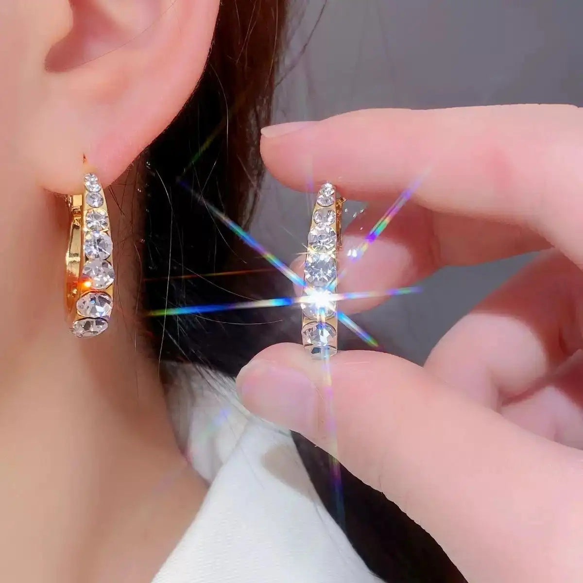Designer Exclusive Crystal Hoop Earrings