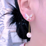 Detachable Pearl Long Sense Tassel Drop Earrings