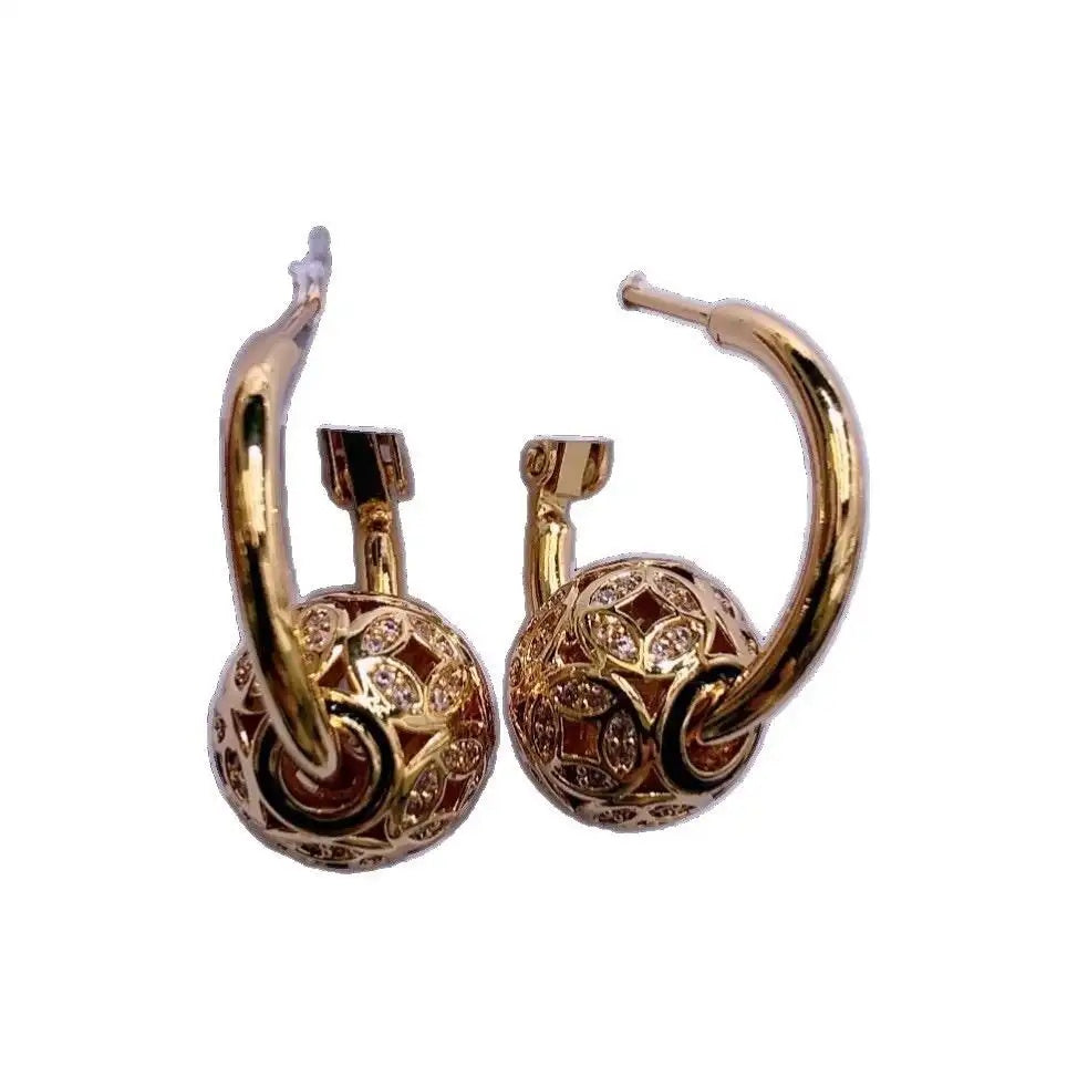 Diamond Ball Coin French Earrings