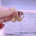 Diamond Ball Coin French Earrings