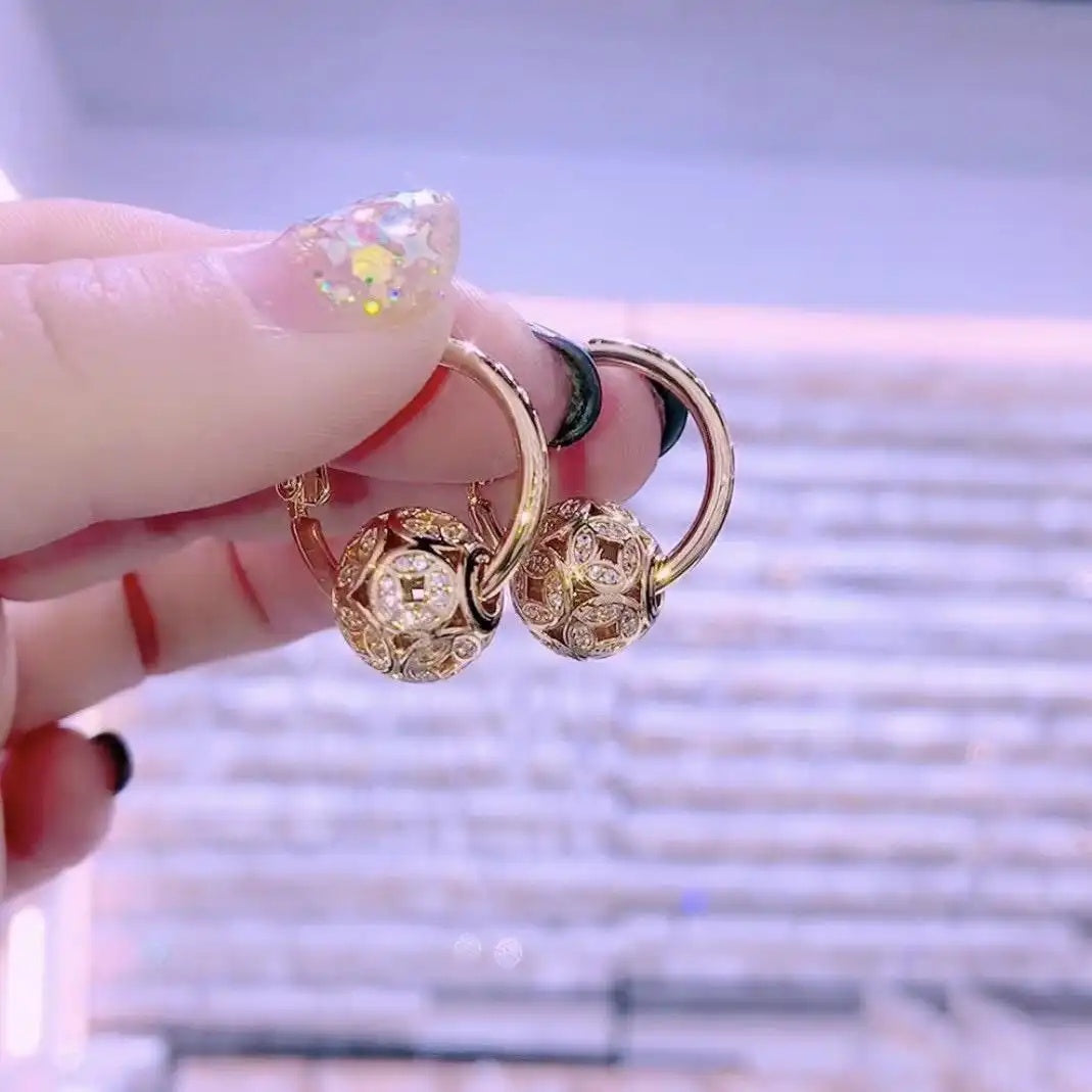 Diamond Ball Coin French Earrings