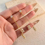 Diamond Ball Long Stud Earrings