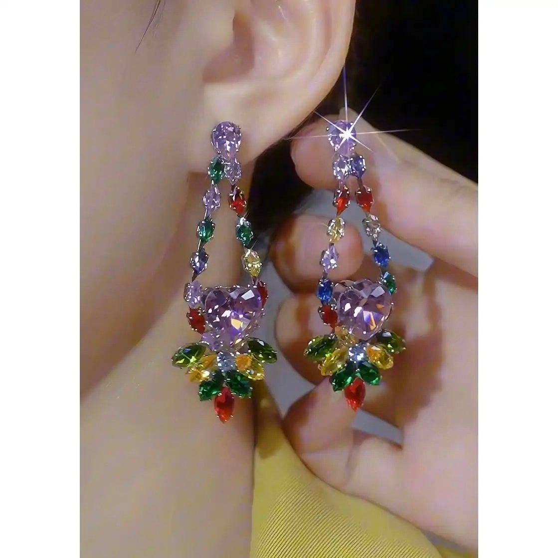 Diamond Geometric Flower Pleated Sense Earrings