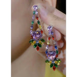 Diamond Geometric Flower Pleated Sense Earrings