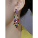 Diamond Geometric Flower Pleated Sense Earrings